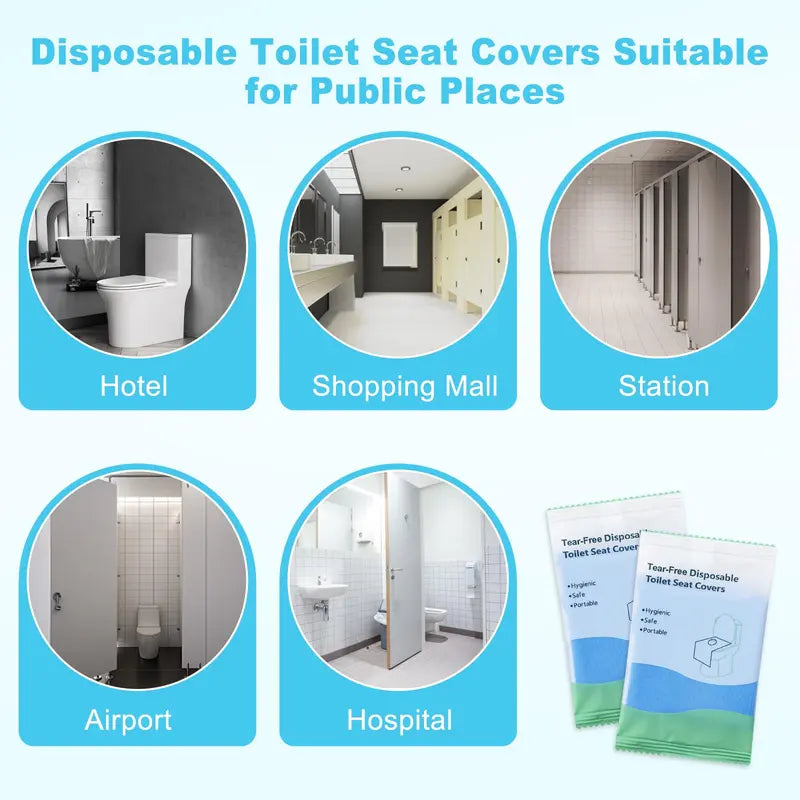 10er-Packung Einweg-Toilettensitzbezüge | Doppellagig Wasserdicht | Einzeln Verpackt | PureSeat 3