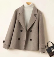 Płaszcz damski zimowy krótki dwurzędowy oversize