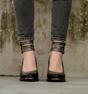 Natalia | Eleganckie czółenka na słupku z paskami