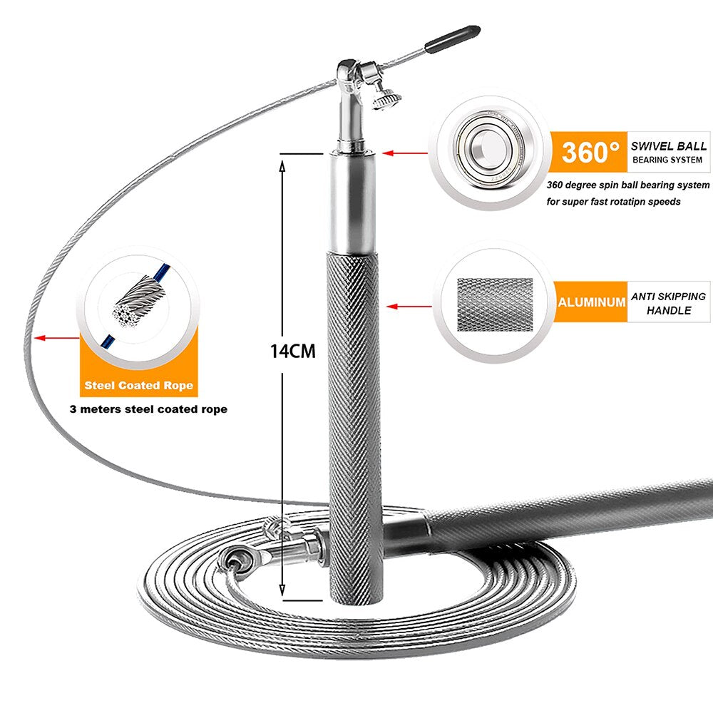 AeroSpin 360 Jump Rope – Regulowana stalowa linka do skakania z aluminiową rączką 6