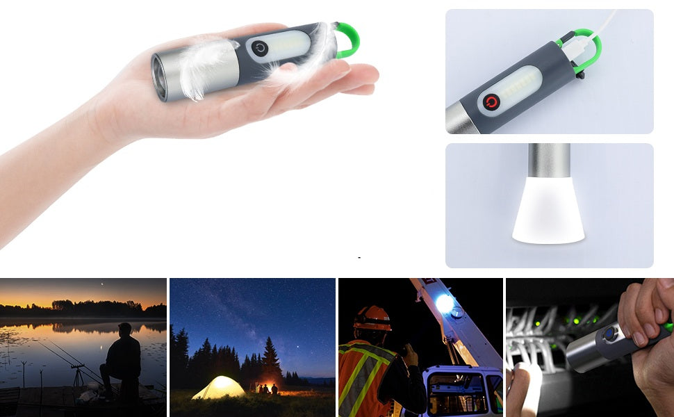 Akumulatorowa latarka LED z funkcją zoomu – superjasna, kompaktowa, biała latarka laserowa do biwakowania, wędrówek, domu i sytuacji awaryjnych na świeżym powietrzu 0