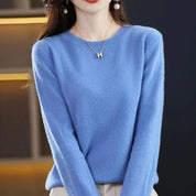 Annika | Damen Klassischer Rundhals Langarm Strickpullover Cashmere-Soft 9