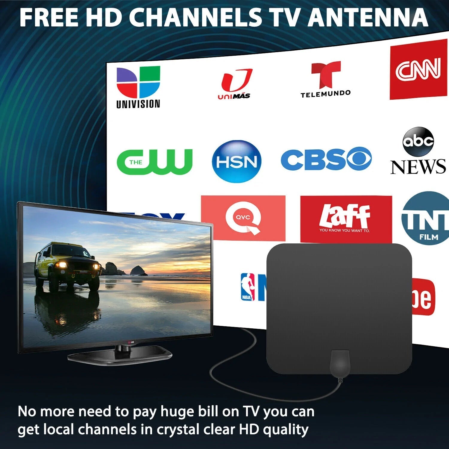 Antena wewnętrzna HDTV cyfrowa ze wzmacniaczem sygnału o zasięgu 300 mil 6