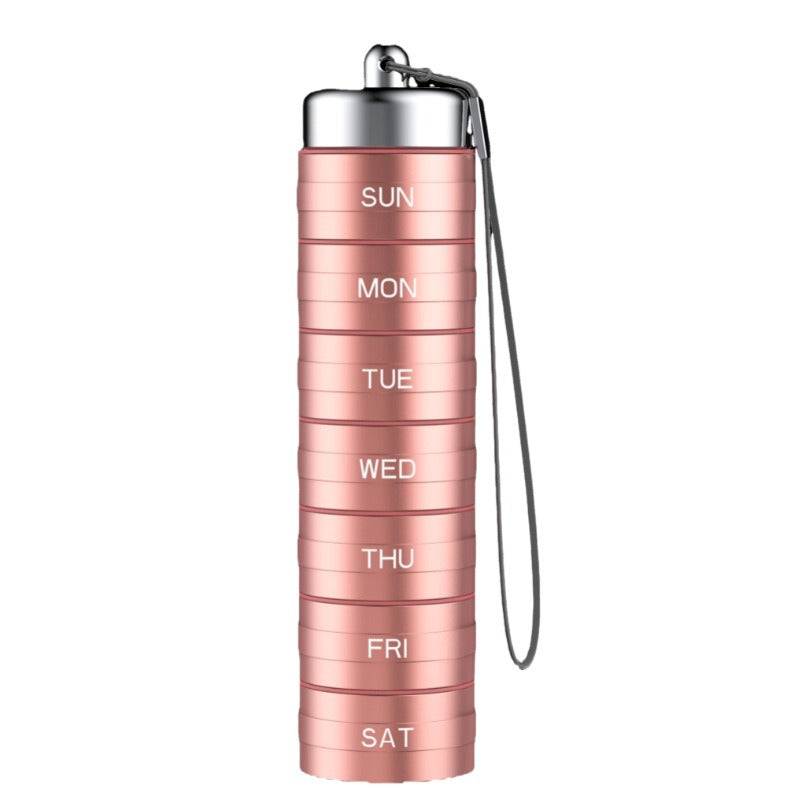 Aluminiowy, 7-dniowy, przenośny organizer na tabletki do podróży, pudełko na tabletki
