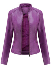 Bikerjacke Damen | Taillierter Schnitt & Stehkragen 2