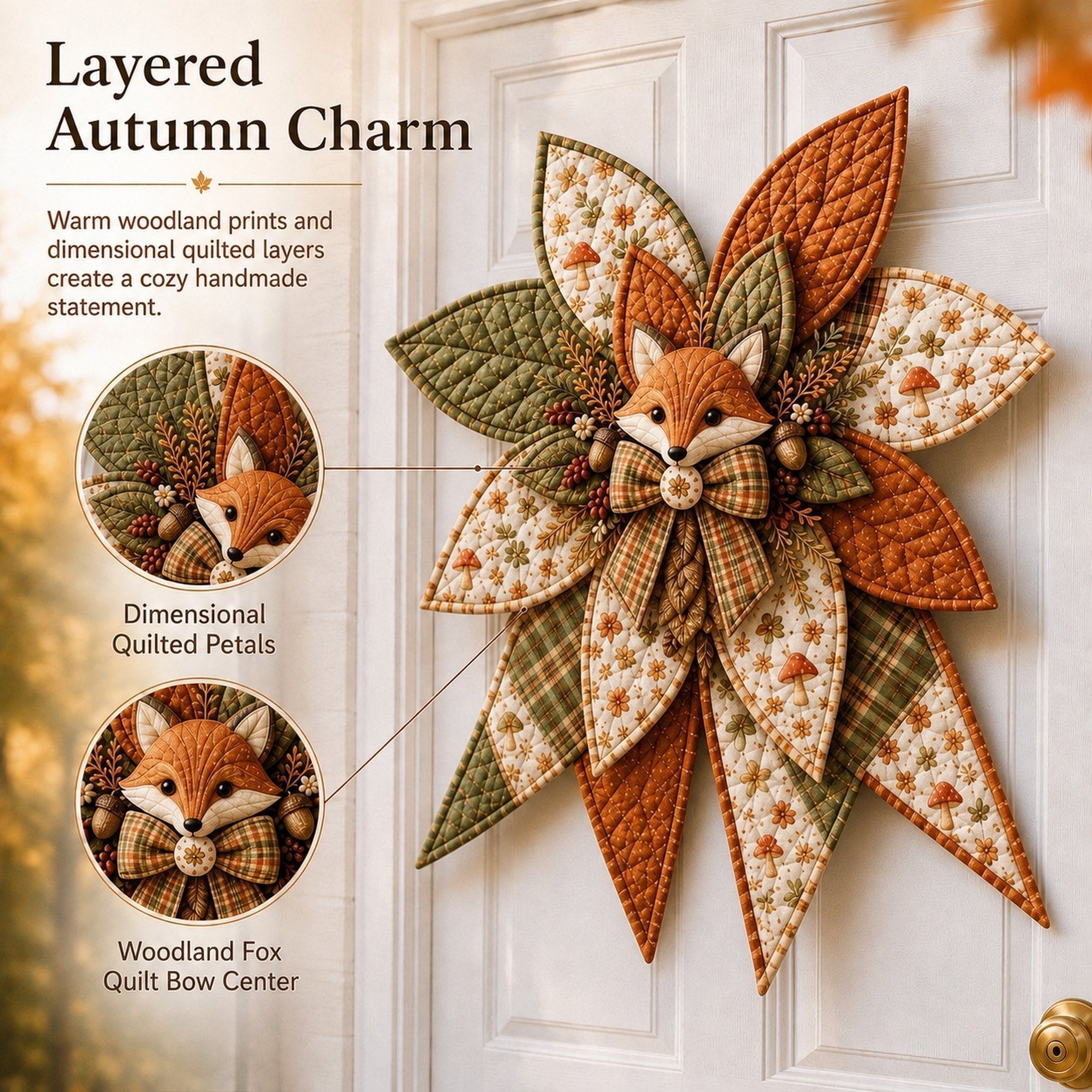 Bow Sewing Kit Türkranz-Nähset | Herbstmotiv | Komplett & Für Anfänger Geeignet | FoxStitch 2