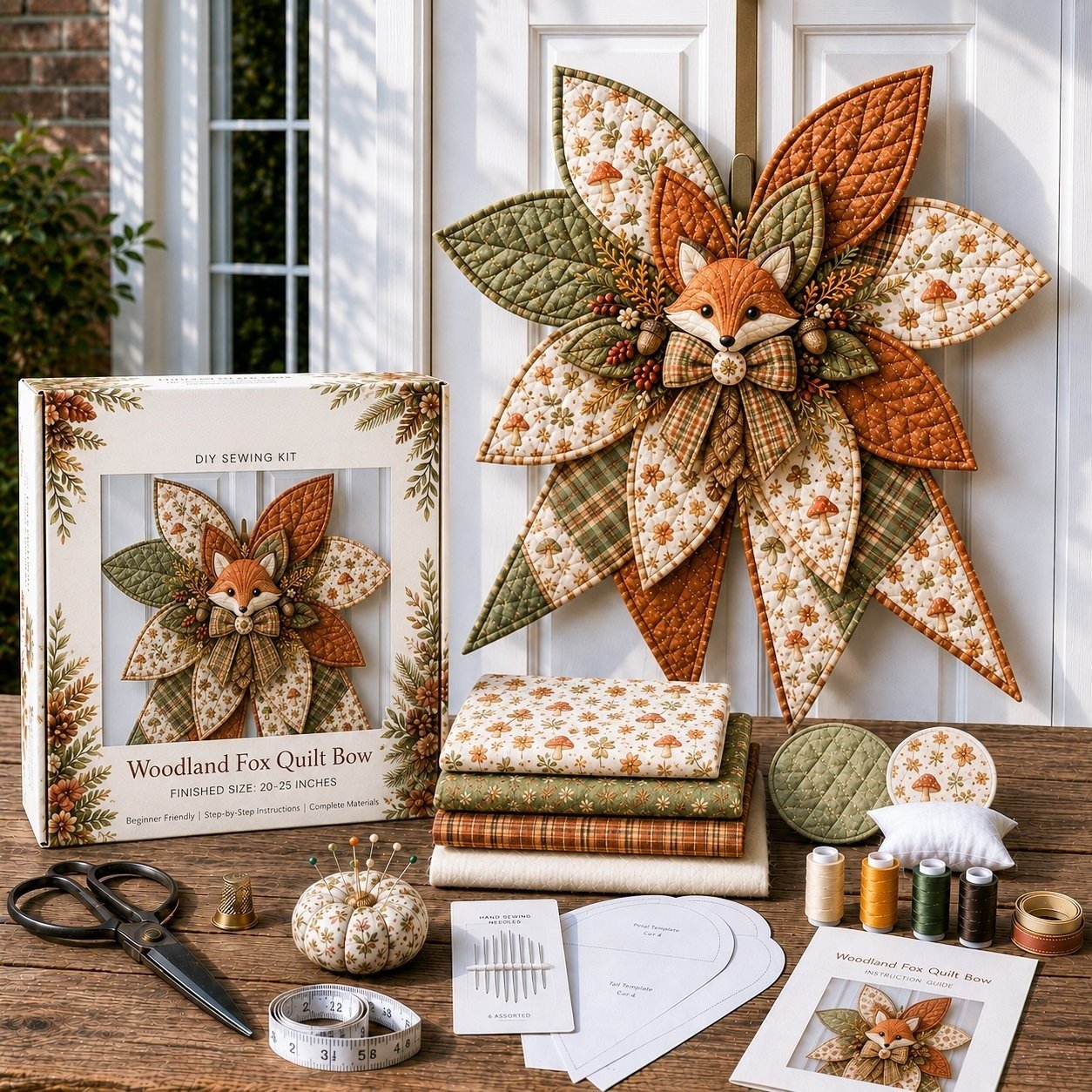 Bow Sewing Kit Türkranz-Nähset | Herbstmotiv | Komplett & Für Anfänger Geeignet | FoxStitch 6