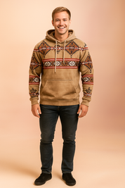 Męska bluza z kapturem w stylu vintage | Nadruk boho