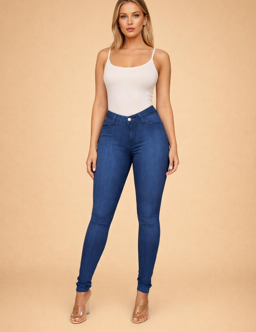 Klasyczne damskie jegginsy z wysokim stanem | Na co dzień