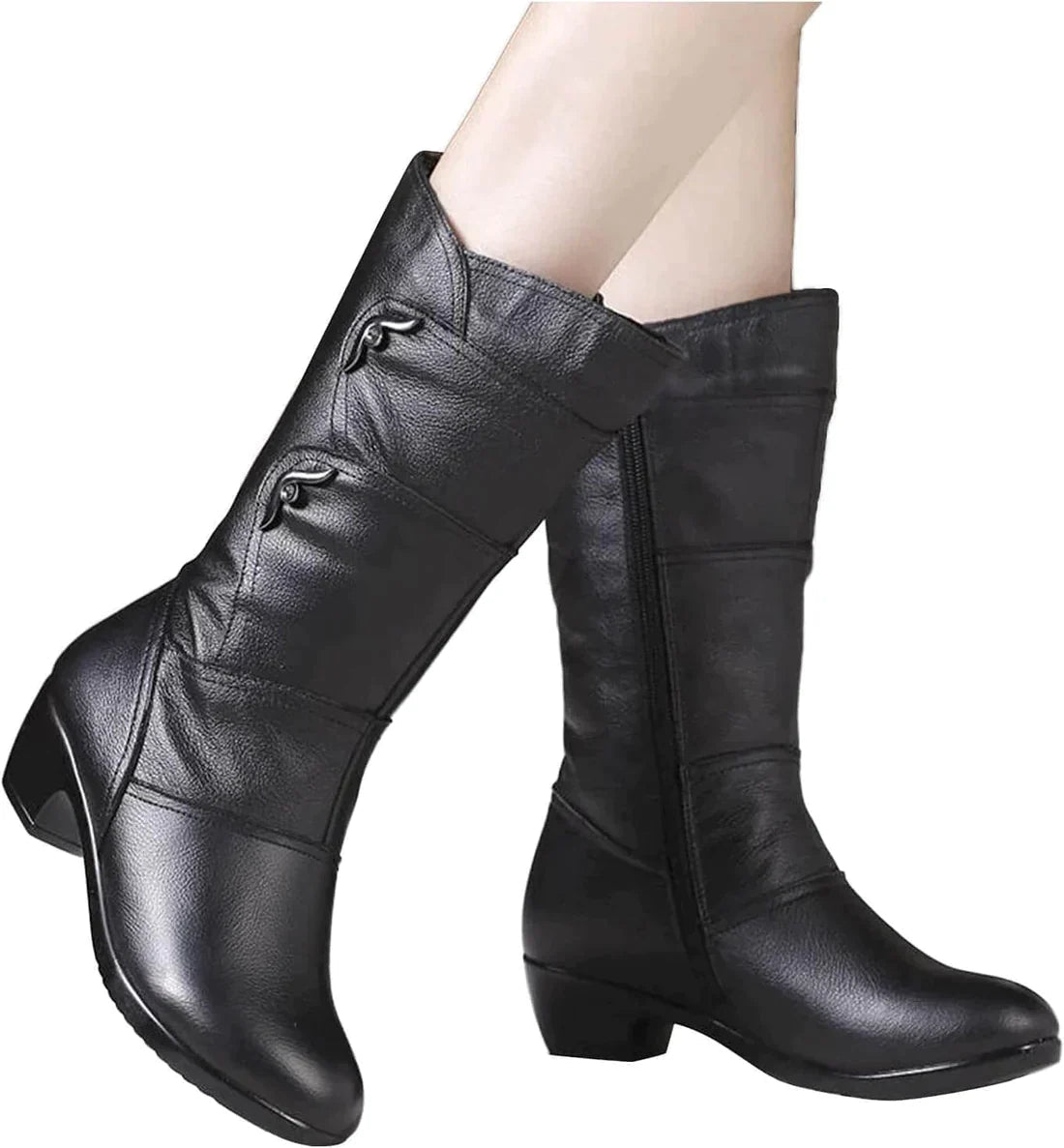 Czarne buty zimowe damskie | Ciepłe 5