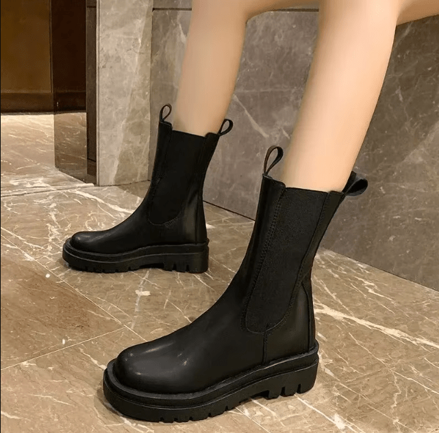 Czarne wysokie buty damskie | Botki wsuwane 1