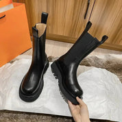 Czarne wysokie buty damskie | Botki wsuwane 3