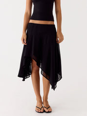 Damen Halbrock mit hoher Taille und asymmetrischem Schnitt 0