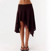 Damen Halbrock mit hoher Taille und asymmetrischem Schnitt 1