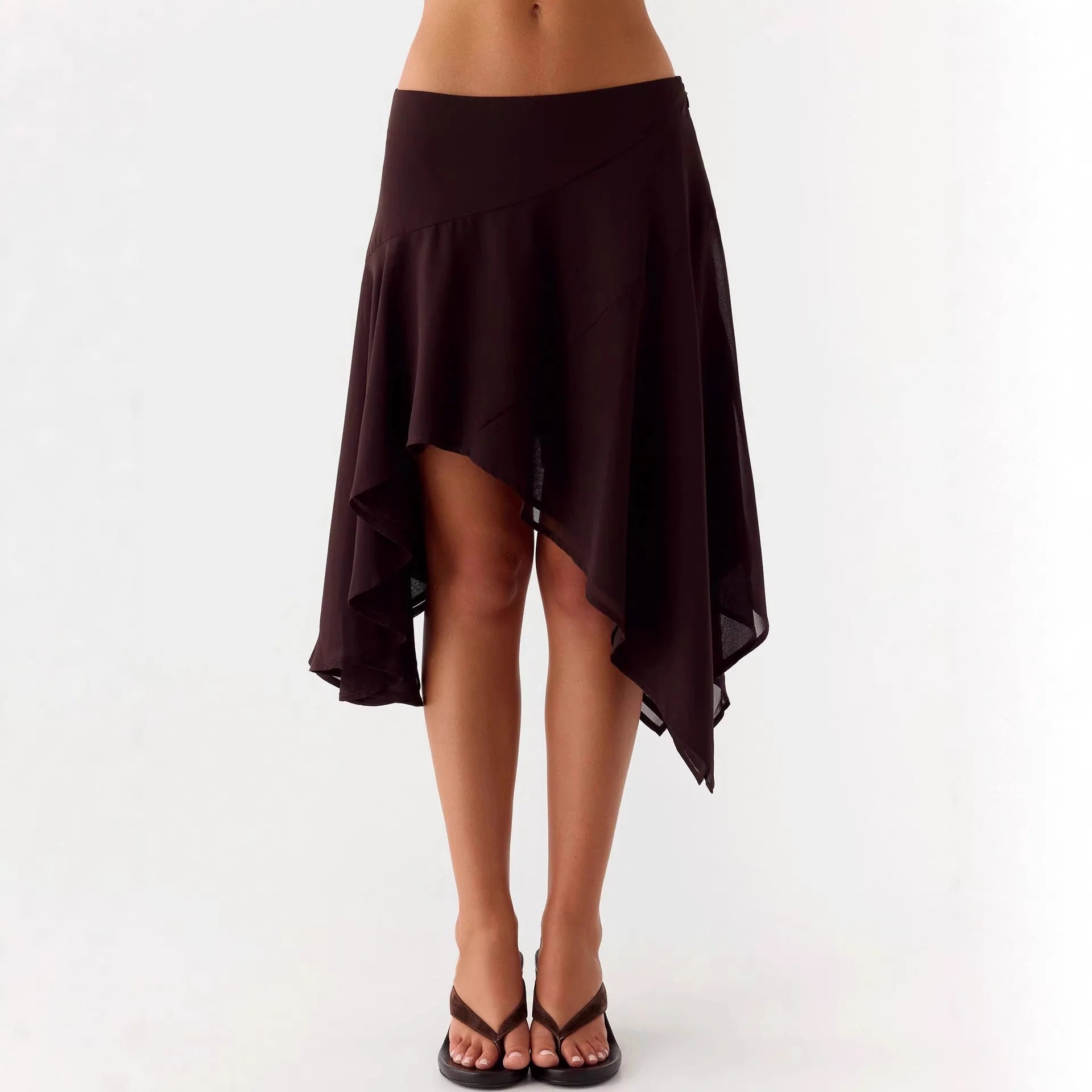 Damen Halbrock mit hoher Taille und asymmetrischem Schnitt 1