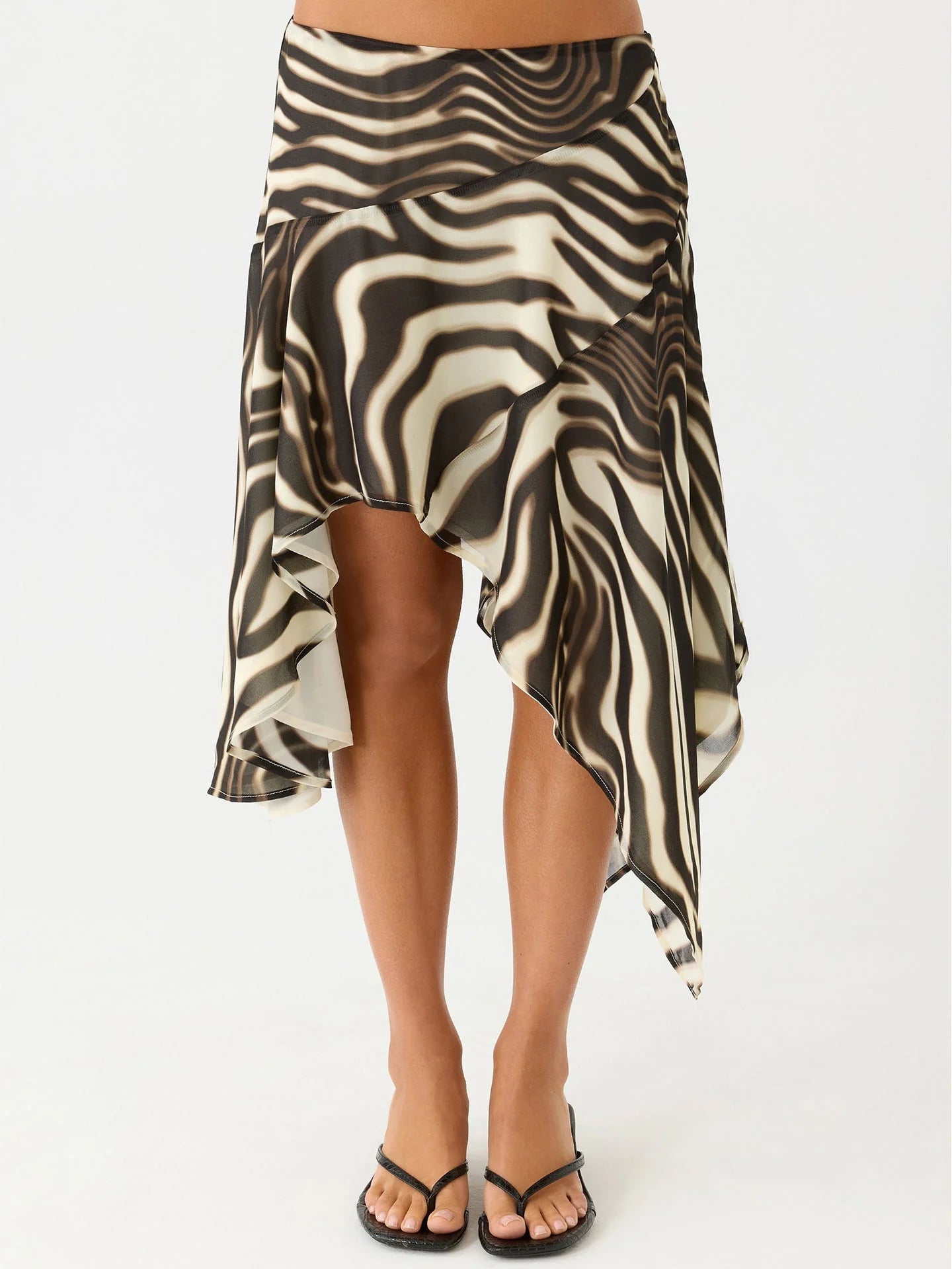 Damen Halbrock mit hoher Taille und asymmetrischem Schnitt 12