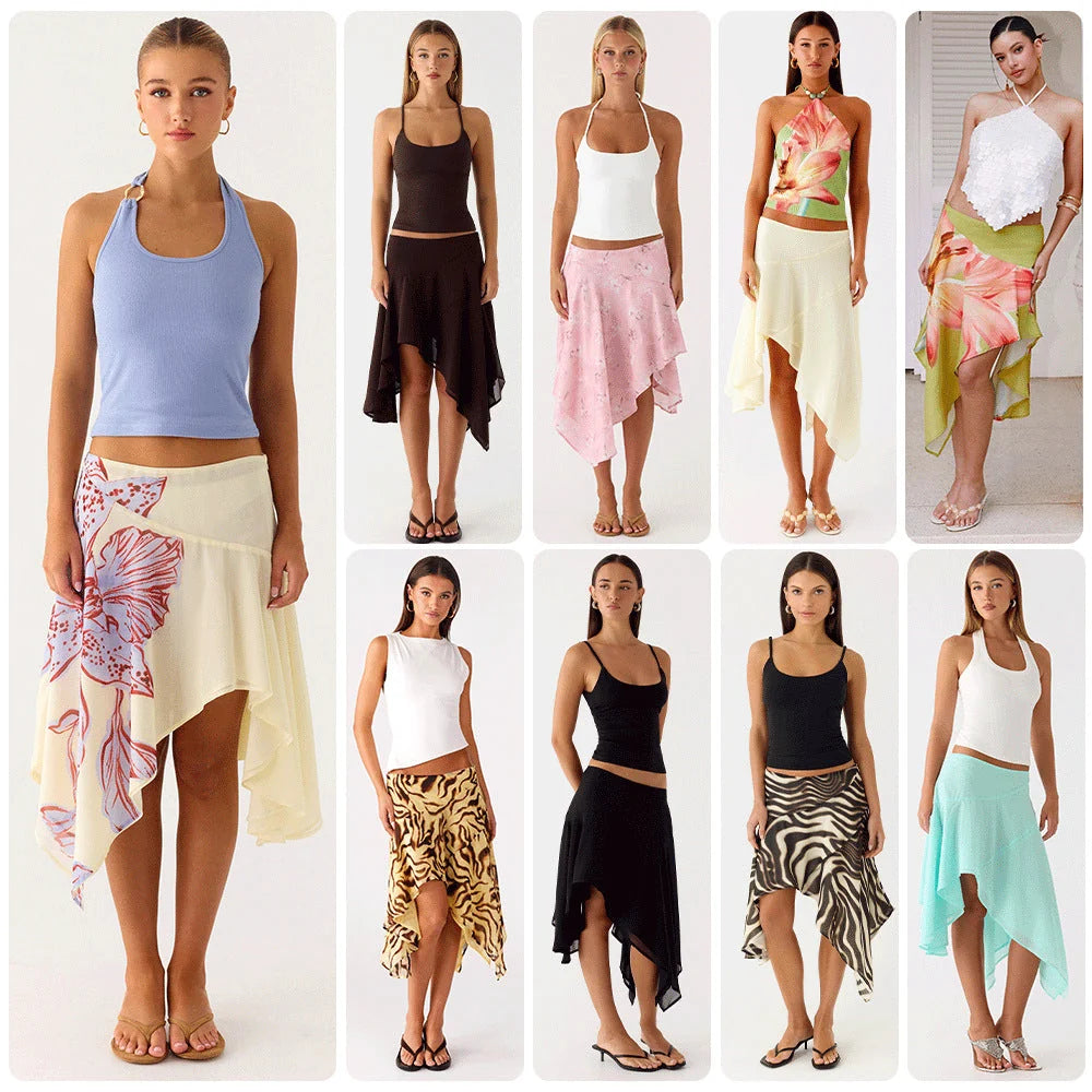 Damen Halbrock mit hoher Taille und asymmetrischem Schnitt 3