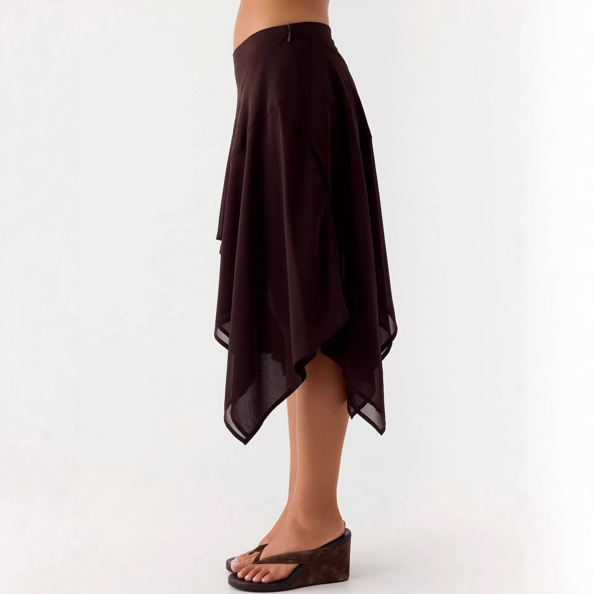 Damen Halbrock mit hoher Taille und asymmetrischem Schnitt 4