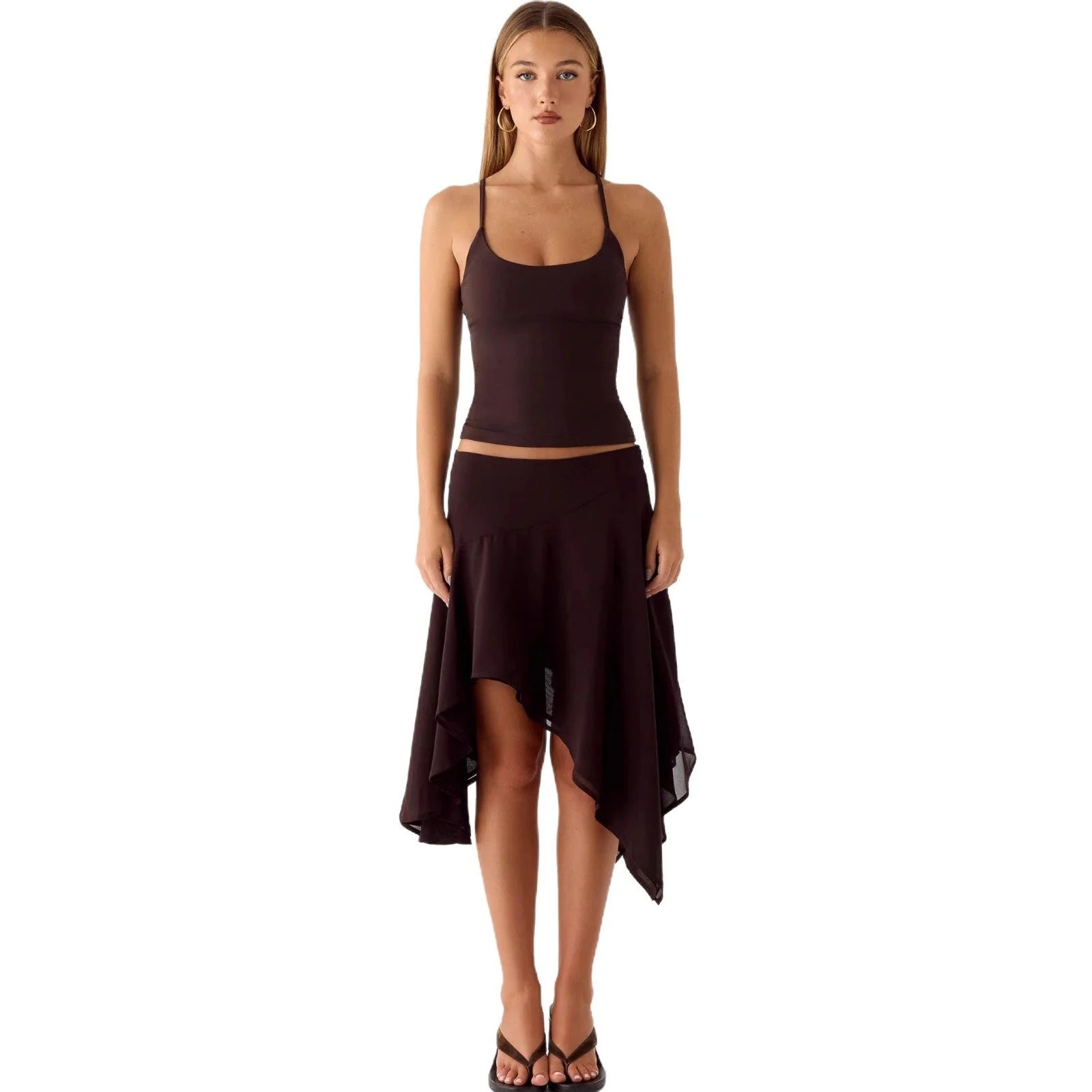 Damen Halbrock mit hoher Taille und asymmetrischem Schnitt 5