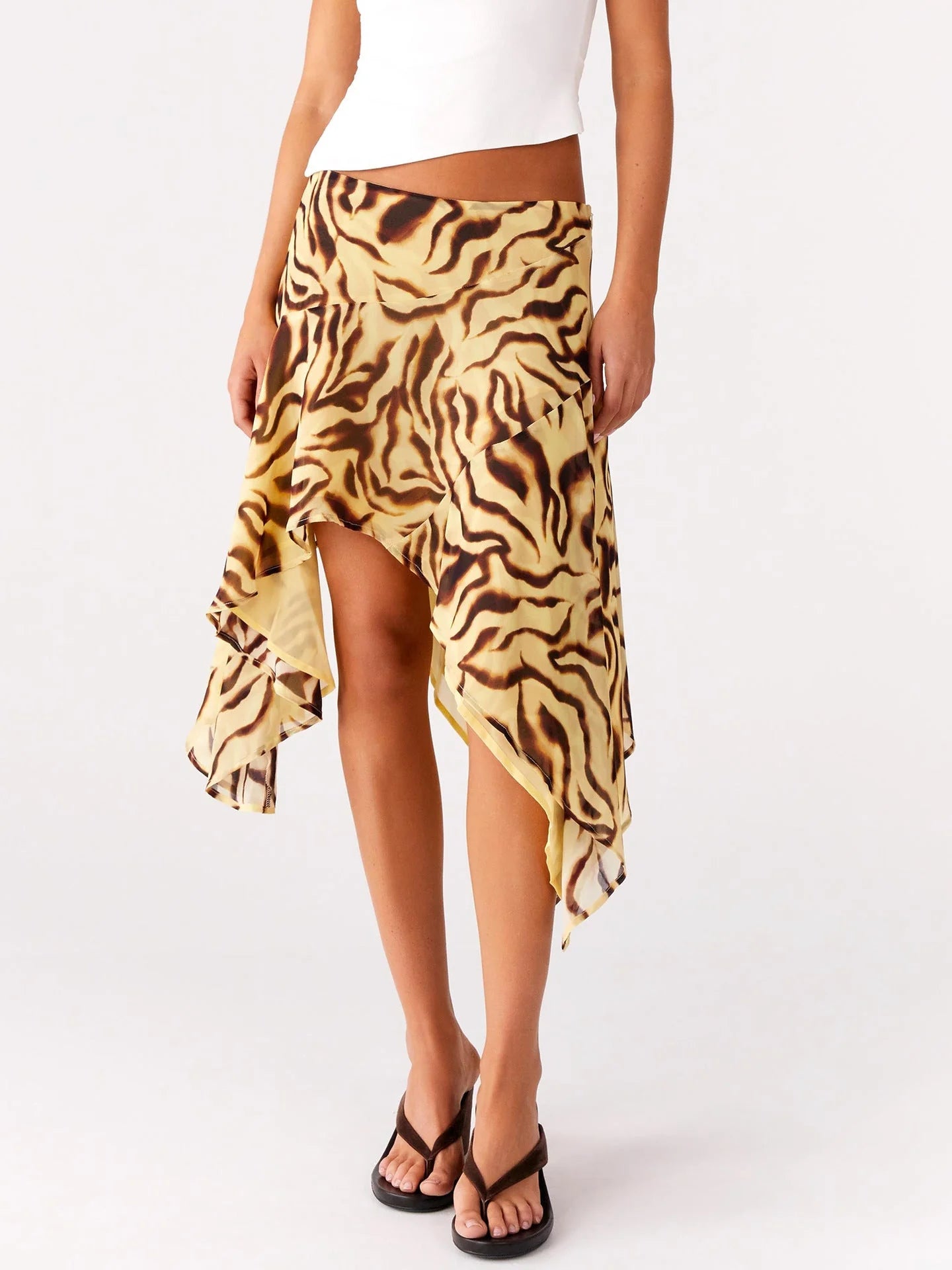 Damen Halbrock mit hoher Taille und asymmetrischem Schnitt 8