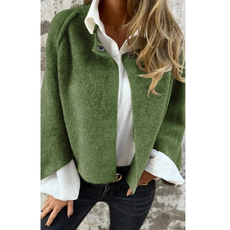 Damen Jacke mit Knopfleiste und weiten Ärmeln 7