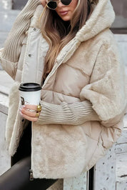 Damen Winter Daunenjacke mit Pelzkragen und Kapuze 7