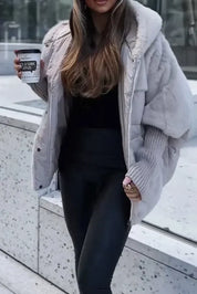 Damen Winter Daunenjacke mit Pelzkragen und Kapuze 8