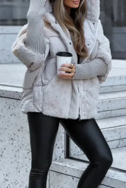 Damen Winter Daunenjacke mit Pelzkragen und Kapuze 9