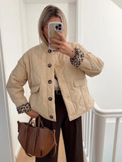 Damen elegante Jacke mit Leoparden Futter 2