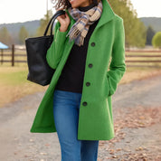 Damen klassischer Wintermantel mit Knopfleiste 8