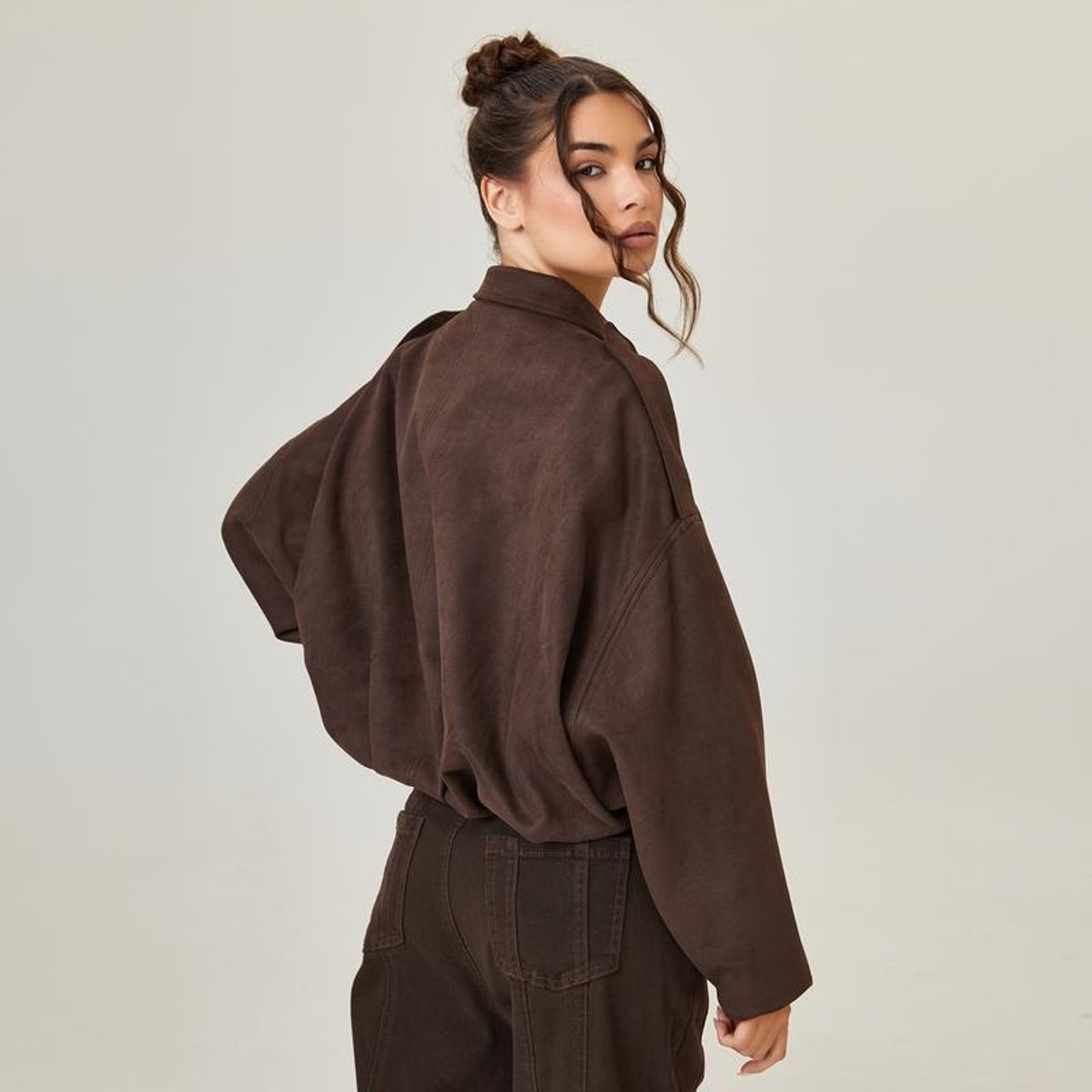 Damska kurtka bomber oversize krótka vintage styl 1