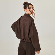 Damska kurtka bomber oversize krótka vintage styl 1