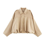 Damska kurtka bomber oversize krótka vintage styl 4