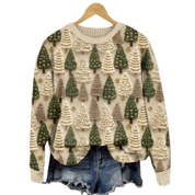 Damski przytulny sweter świąteczny z dzianiny, ciepły dzianinowy materiał 1