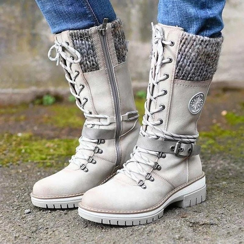Damskie buty zimowe z zamkiem bocznym | Pas z dzianiny 0