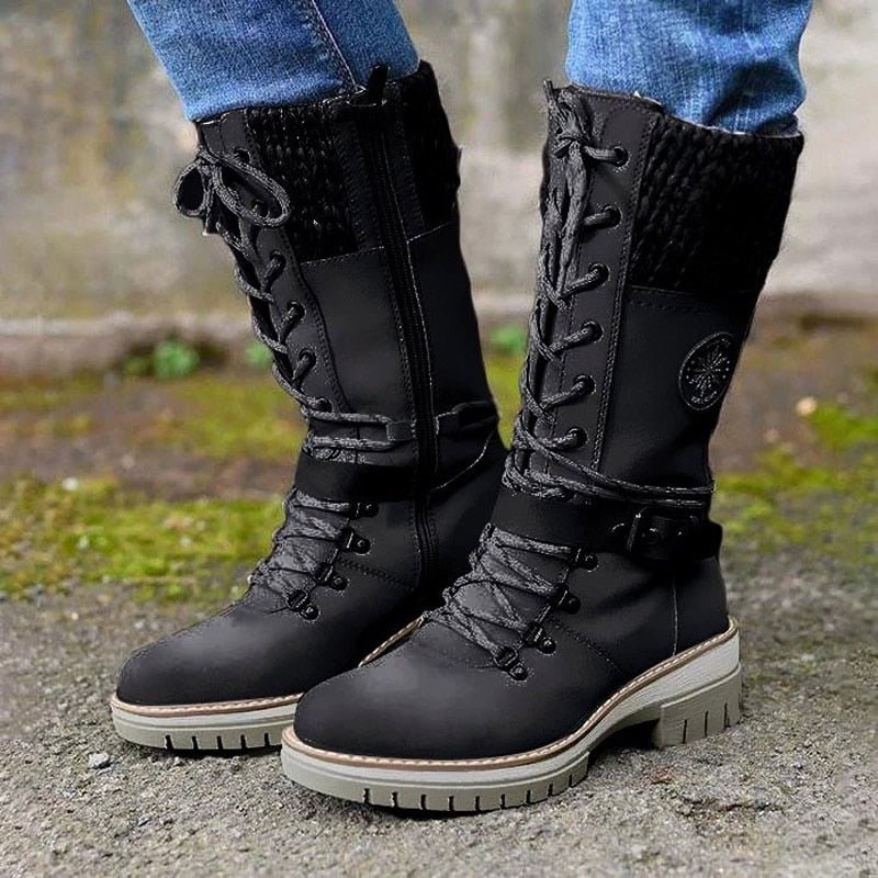 Damskie buty zimowe z zamkiem bocznym | Pas z dzianiny 1