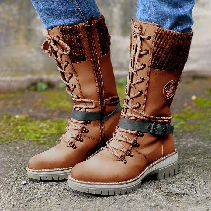 Damskie buty zimowe z zamkiem bocznym | Pas z dzianiny 2
