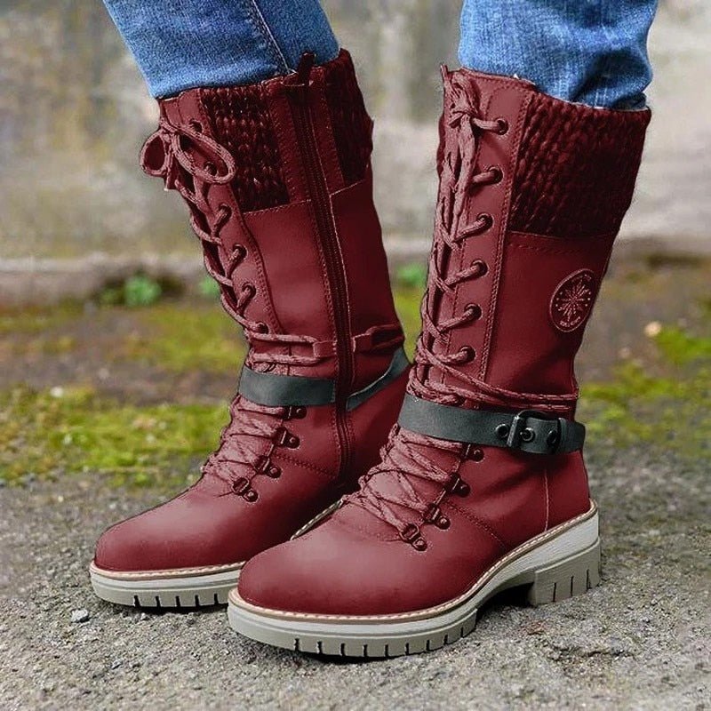 Damskie buty zimowe z zamkiem bocznym | Pas z dzianiny 3