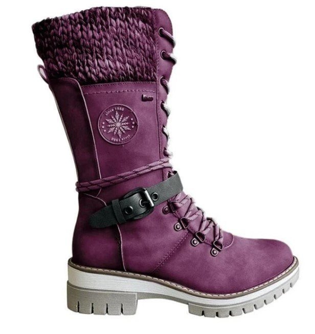 Damskie buty zimowe z zamkiem bocznym | Pas z dzianiny 5