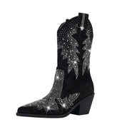 Damskie kowbojskie buty do połowy łydki | Stylowe 0