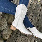 Damskie kowbojskie buty zapinane na zamek | Długość do łydki 5