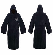 Długi flanelowy szlafrok męski z kapturem i paskiem 0