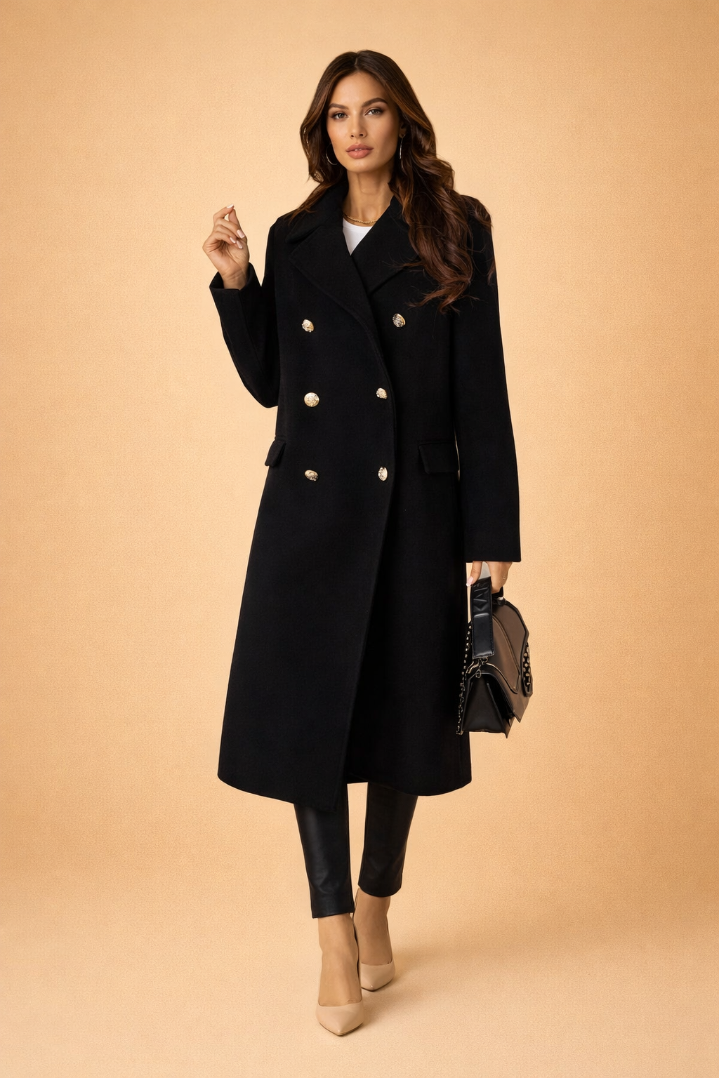 Gabriela | Dwurzędowy płaszcz z dużymi guzikami