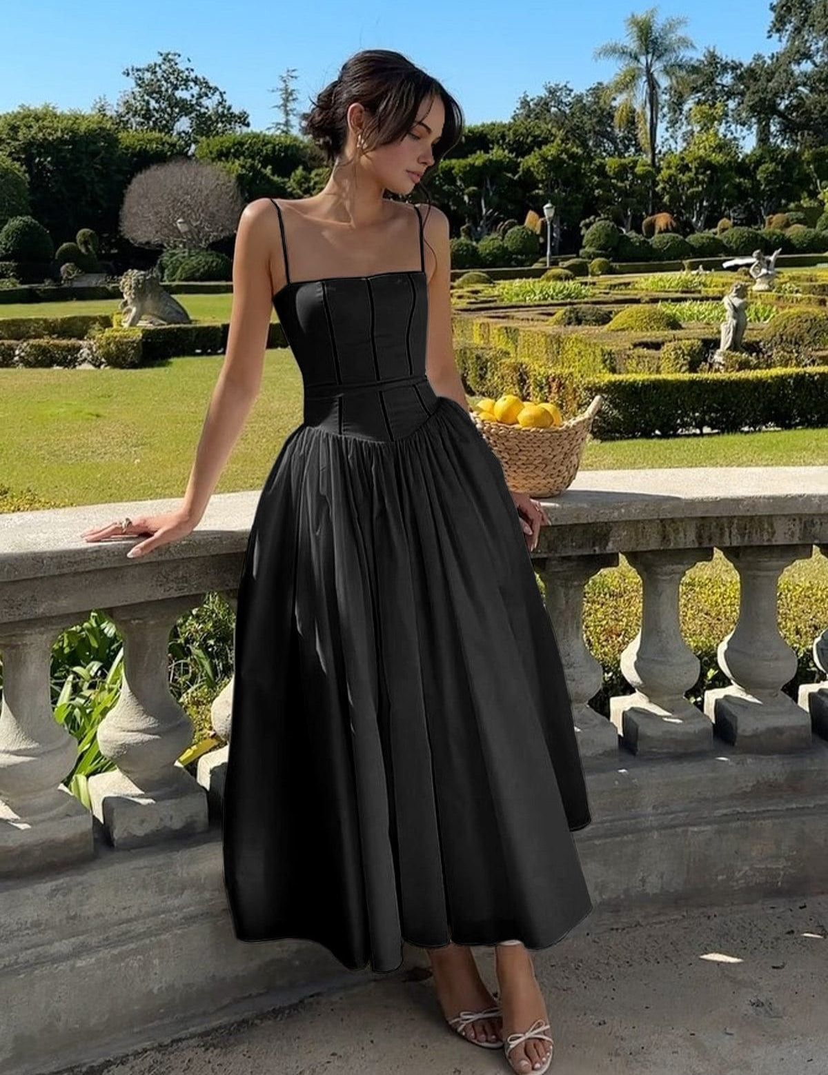 Elegancka Sukienka Midi Gorsetowa na Wesele, Sukienka Koktajlowa Midi dla Kobiet 3