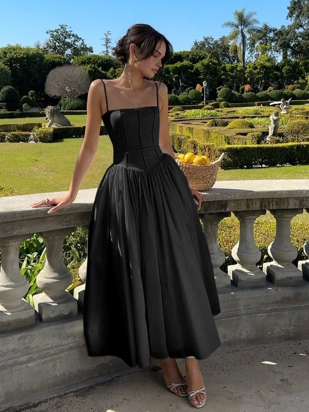 Elegancka Sukienka Midi Gorsetowa na Wesele, Sukienka Koktajlowa Midi dla Kobiet 3