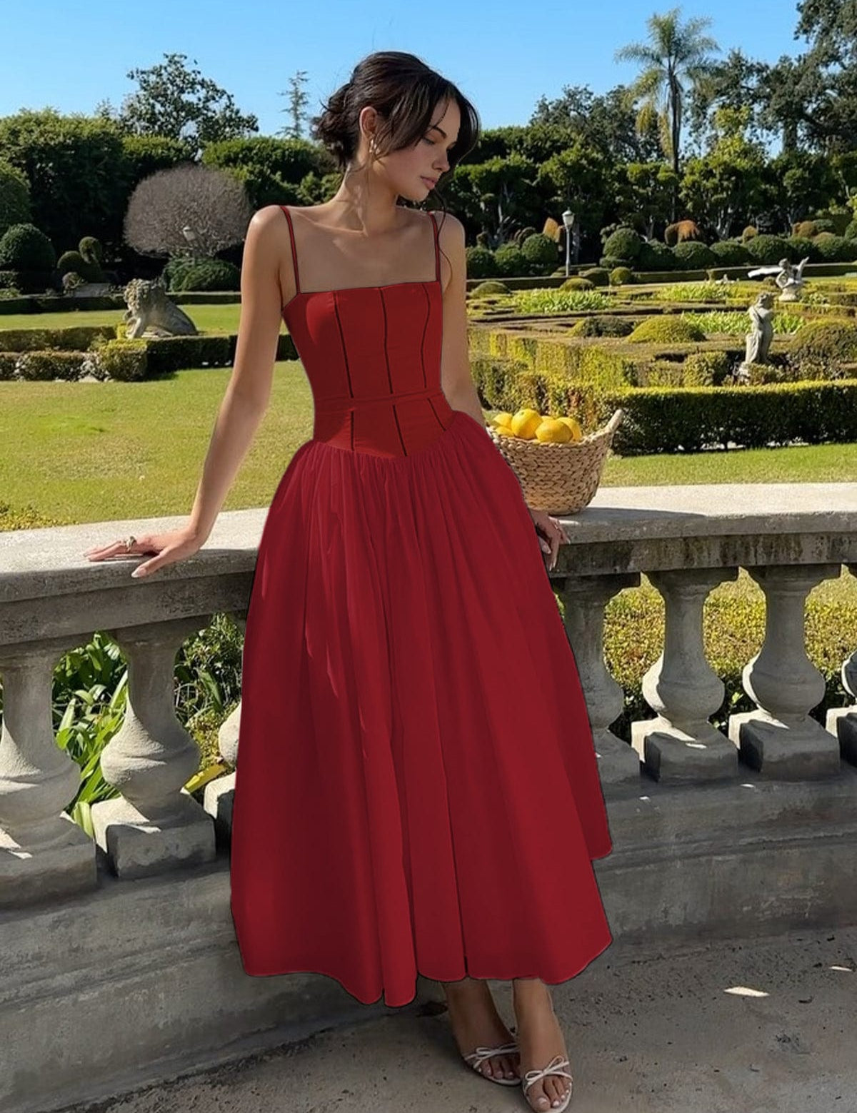 Elegancka Sukienka Midi Gorsetowa na Wesele, Sukienka Koktajlowa Midi dla Kobiet 4