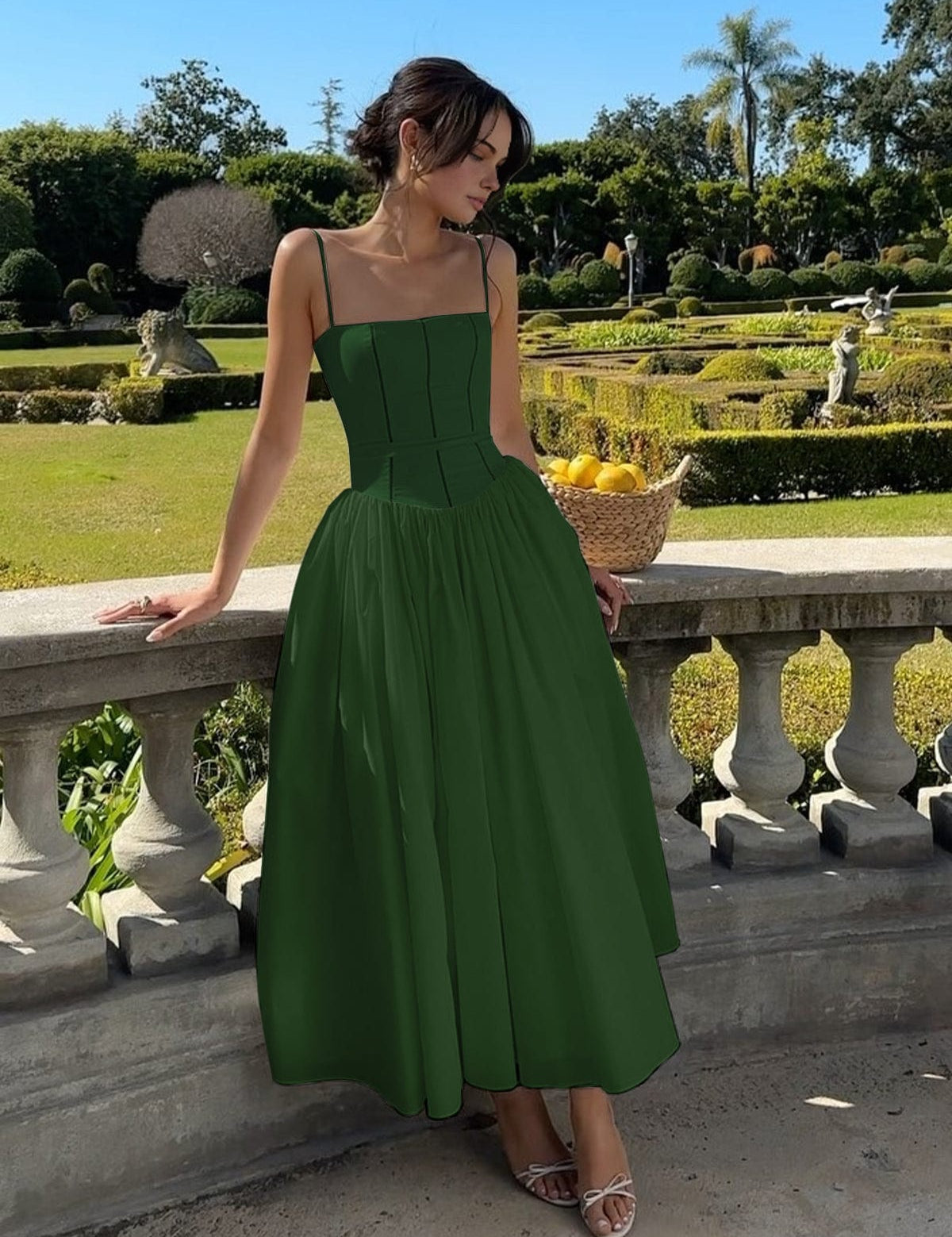 Elegancka Sukienka Midi Gorsetowa na Wesele, Sukienka Koktajlowa Midi dla Kobiet 5