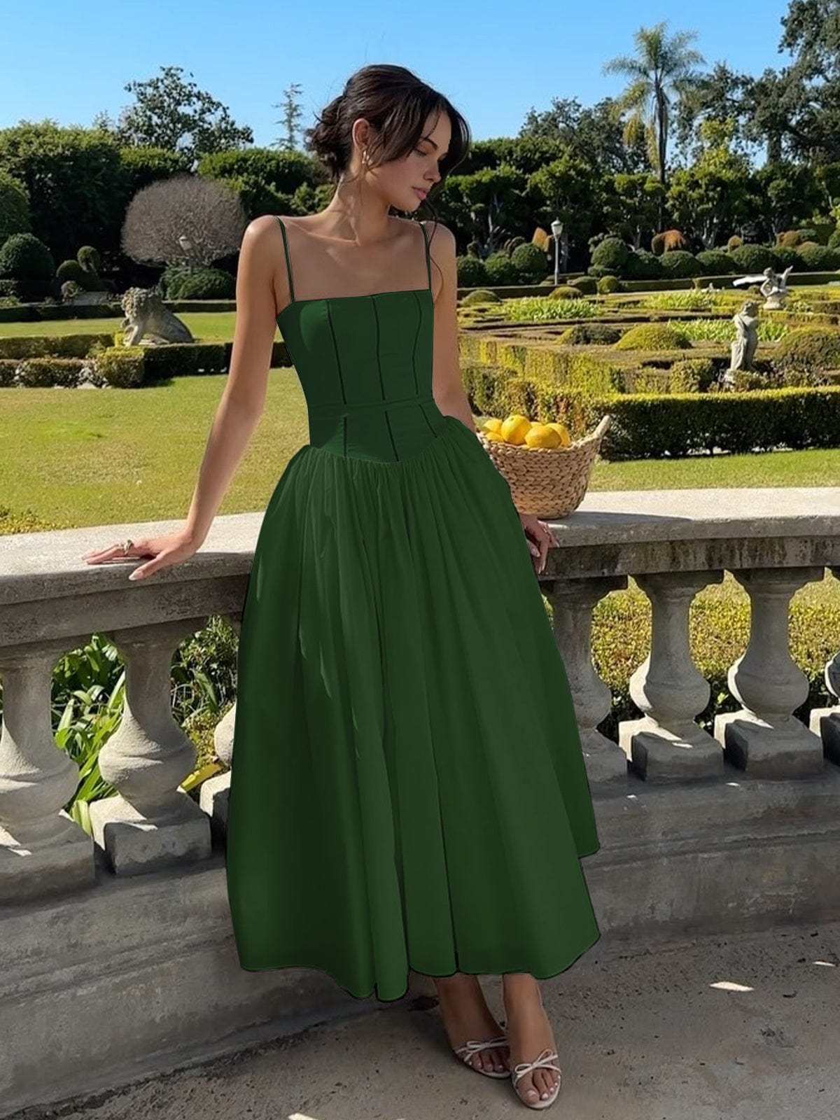Elegancka Sukienka Midi Gorsetowa na Wesele, Sukienka Koktajlowa Midi dla Kobiet 5