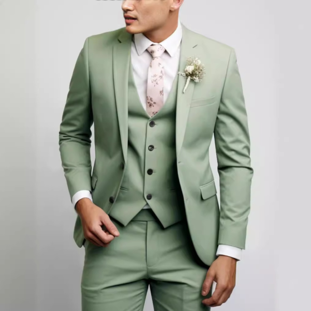 Elegancki Garnitur Męski Trzyczęściowy z Kamizelką na Formalne Okazje - Klasyczny Garnitur Męski w Kolorze Czarnym lub Granatowym 6