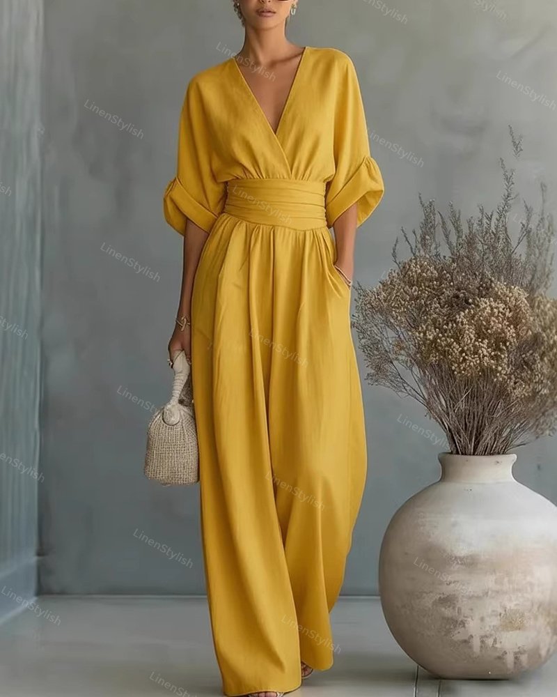 Elegancki damski kombinezon z dekoltem V - nowoczesny styl i wygoda 10